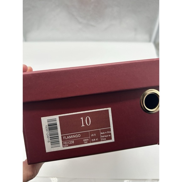 New Torgeis‎ Flamingo Faux Suede Double Knotted Block Heeled Sandals Green Sz 10 - Picture 9 of 9